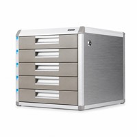 Armoire de classement de bureau Glosen C9950 en alliage d'aluminium argenté, finition brillante, cinq niveaux, multifonctionnelle, type sol - Documents de bureau