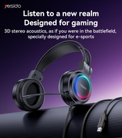 Yesido mikrofon Gaming HD 3D Stereo, Earphone kabel Headset Gaming RGB Antarmuka USB akustik EK05