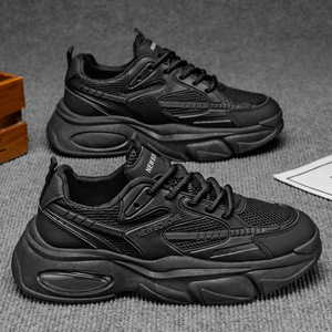Men's Head Synthetic Leather Lace-Up Autumn 2025 New Breathable Mesh Lining PVC Outsole Thick-Soled <b>Sneakers</b> Casual Shoes Solid - Product Image 4