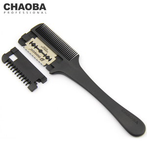 Peigne de coupe de cheveux à poignée noire avec lames de rasoir coupe amincissante Double face <span class=keywords><strong>peignes</strong></span> de rasoir Salon bricolage outils de coiffure - Product Image 2
