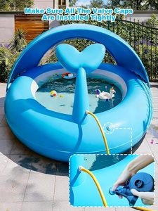 Blue Whale <b>Inflatable</b> Sprinkler <b>Pool</b> with Sun Canopy Outdoor Water Play Toy <b>for</b> Kids - Product Image 4