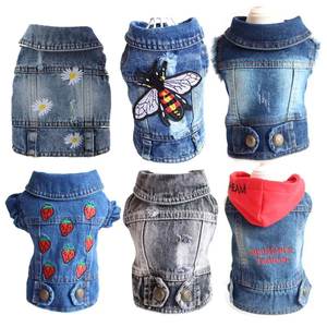 Küçük köpekler için klasik mavi Jean köpek ceket yaz kış moda katı desen pitshishih Tzu Sheltie - Product Image 3