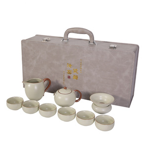 Ru Kiln Kung Fu Tea <b>Set</b> Porcelain Gaiwan <b>Teapot</b> Teacups Crackled Glaze Traditional Chinese Style Home Use - Product Image 3