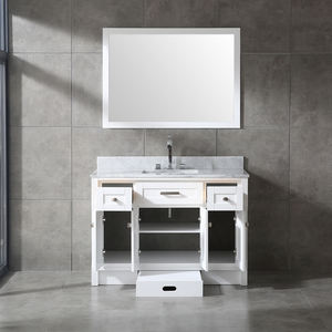 Modern Free Standing Solid <b>Wood</b> <b>Bathroom</b> Vanity with Soft-Closing Doors and <b>Mirror</b> Included for Apartment and Workshop Use - Product Image 3