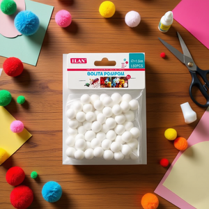 Palline Pompon ILAN 1,5 cm Bianche 60 Pezzi per Decorazioni Artigianali - Product Image 2