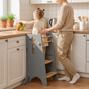 Children Toddler Learning Tower Wooden <b>Step</b> <b>Stool</b> Kid's Kitchen Helper Chair for Kitchen - Product Image 1