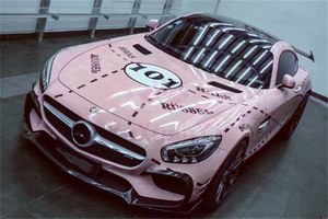 Kit de carrosserie en Fiber de carbone de Style R pour Benz AMG GTS, lèvre avant, jupes latérales de diffuseur arrière - Product Image 5