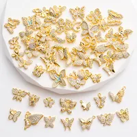 Bqueen — pendentifs papillons fins en laiton plaqué or, design classique, breloques mixtes, CZ, en vrac, pour la fabrication de bijoux DIY