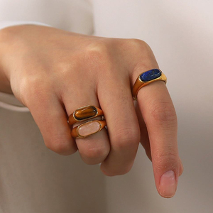 Tùy Chỉnh Hình Chữ Nhật Pha Lê Vòng Trang Sức 18K Mạ Vàng Thép Không Gỉ Zircon Nhẫn Đối Với Phụ Nữ - Product Image 6