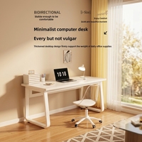Bureau d'ordinateur moderne et durable avec étagère pour salon, bureau d'étude pour étudiant, assemblage simple, plateau en bois, pieds en métal