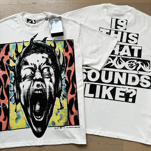 Camiseta de algodón grueso lavado, sin tejer, lisa, de corte holgado, estilo hip-hop, informal, de manga corta, antiarrugas - Product Image 1