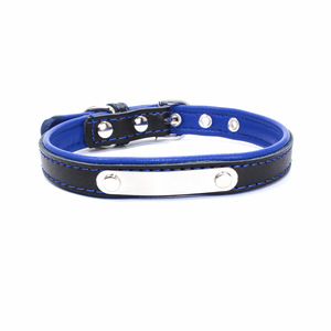 <span class=keywords><strong>Collar</strong></span> clásico de cuero auténtico para gatos y perros con nombre de mascota grabable, etiqueta de Metal, patrón sólido - Product Image 4