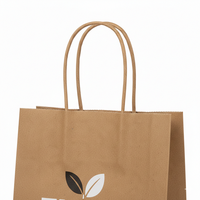 Sac en papier kraft personnalisable avec poignée torsadée, logo imprimé sur mesure, sac de transport écologique pour le commerce de détail et les plats à emporter