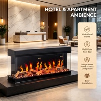 Cheminée électrique holographique ultra-réaliste moderne en métal autoportante de 1000 mm avec flamme LCD et télécommande pour maison et hôtel
