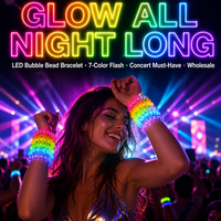 Bracelet LED Lumineux en Gros, Bracelet Lumineux à Perles Bulles, 7 Couleurs Clignotantes, Brille dans le Noir pour Concerts et Fêtes