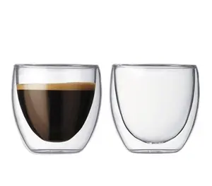 Di alta qualità resistente al calore 250ml a doppia parete di vetro tazza di caffè