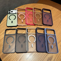 Coque de protection de luxe en métal translucide magnétique dépolie pour appareil photo, compatible avec les iPhone 15, 16, 17 Pro Max