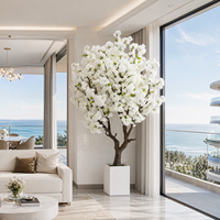 Arbre artificiel de cerisier blanc, grand arbre en pot pour l'intérieur, arbre de sakura pour la décoration d'hôtel et de maison