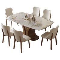 Ensemble de table à manger rectangulaire en bois massif, moderne, extensible, imperméable, pour 6 personnes, style nordique