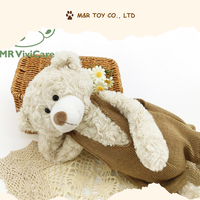 Ours en peluche mignon avec salopette - 13,5 pouces Crème/Kaki pour enfants et cadeaux d'anniversaire