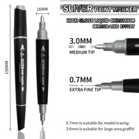 Touchfive — marqueur de peinture en argent au chrome liquide, à double pointe, à base d'huile, de Style moderne