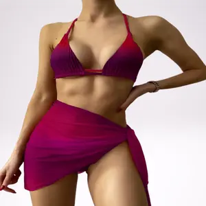 2023 New Thong Swimsuit With Cover Up Ladies Sexy Swimwear Open Hot Sexy Three-piece Bikini