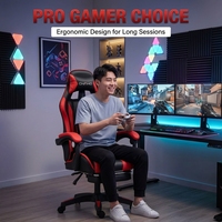 Chaise de bureau ergonomique moderne rose avec massage, repose-pieds inclinable, design confortable en cuir PU, réglable en hauteur pour le gaming