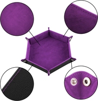Plateau de roulement de dés hexagone pliable porte-dés en cuir PU pour jeux de dés comme RPG, MDN et autres jeux de table