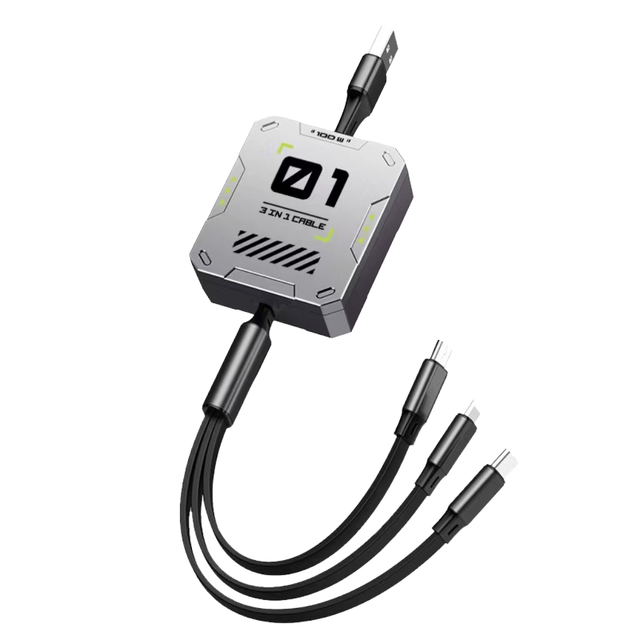 3-in-1 Type-C to USB Data Cable 1.2M for Mobile Phone-Stretch Design Fast Charging & Transfer TPE Material