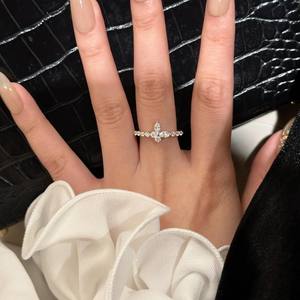 Bague papillon classique entièrement sertie de diamants, argent pur S925 avec incrustation de diamants taillés, luxe haut de gamme, sensation légère, superposition fine - Product Image 4