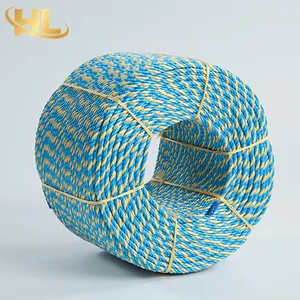 Factory Supply UV Treated 6mmX400m Blue/Yellow PP Twisted 3 Strand Telstra Telecom Cable Haul Rope