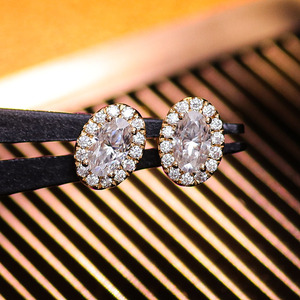 Pendientes Clásicos de Oro Sólido Real de 18K, 14K, 10K con Corte Ovalado DEF VVS, Diamantes Moissanite, Pendientes Finos Personalizados para Mujer, Joyería para Fiesta - Product Image 3