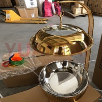 Dîner de luxe pour hôtel Plats en acier inoxydable Buffet doré Chafing dish suspendu avec couvercle