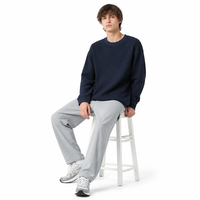 T-shirt à manches longues en tricot gaufré coupe carrée, couleur unie, style streetwear pour un usage quotidien décontracté