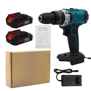 21V Max Lithium Electric Drill With 2 Batteries And Charger Keyless Chuck Reversible For DIY Metal Drilling And Screw Tightening - Product Image 1