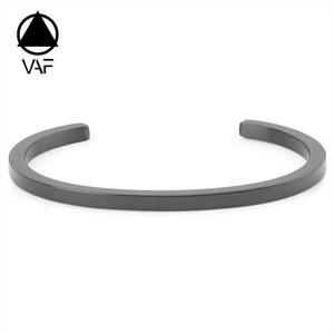 VAF Haute Polissage Mince C Forme Manchette Bracelet Bracelet Modèles De Base En Acier Inoxydable Ouvert Couple Bracelets - Product Image 4