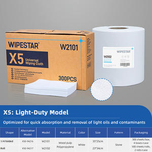 WIPESTAR Rouleaux de lingettes industrielles jetables de grande taille 23*34cm, 500 pièces, en blanc, utilisation prolongée, chiffons de nettoyage - Product Image 5