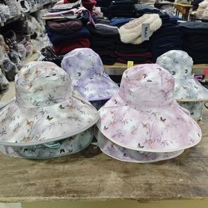 Sombrero de Verano para Mujer, Protección Solar, Ala Ancha, Protección UV, Plegable, con Estampado de Hojas de Bambú y Mariposas - Product Image 2