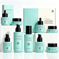 Pot cosmétique vide personnalisé, flacon pompe en verre mat dépoli pour crème, toner, lotion, ensemble d'emballage personnalisé pour soins de la peau avec boîte