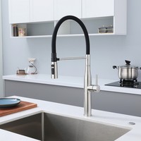 Robinet de cuisine professionnel avec douchette extractible en acier inoxydable 304, mitigeur chaud/froid flexible