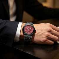 Montre Homme Luxe Rétro Sport Décontractée, Boîtier en Alliage, Bracelet en Acier, Étanche, Mouvement Quartz, Cadran en Forme de Feuille 45mm, Style Rétro pour Hommes