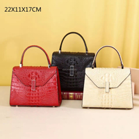 Sac bandoulière en cuir de vache véritable pour femmes, style rétro, sac à main multifonctionnel en cuir de crocodile