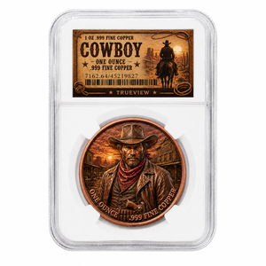 Moneta da Collezione Personalizzata da 1oz in Rame Puro 999, Stile Cowboy Western Sunset Town, Stampata UV, con Slab, Fabbrica OEM - Product Image 1