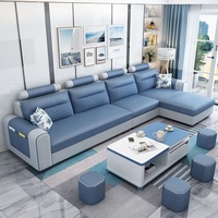 Canapé d'angle en tissu pour salon, style moderne et minimaliste, combinaison de meubles nordiques avec structure solide