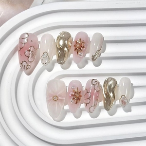 Faux ongles à presser faits <span class=keywords><strong>main</strong></span> <span class=keywords><strong>avec</strong></span> motif floral <span class=keywords><strong>dessin</strong></span>é à la <span class=keywords><strong>main</strong></span>, haute qualité, couverture complète, personnalisation de votre propre design et emballage - Product Image 6