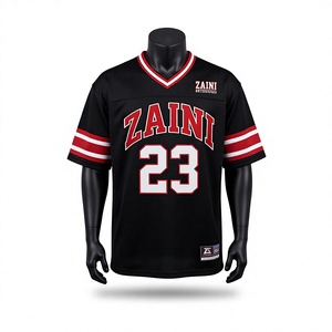 Premium 150 GSM Breathable Polyester Mesh Football Jersey Black <b>Red</b> White Custom Applique Logo Teamwear Uniform - Product Image 1