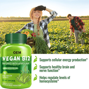 Nhãn hiệu riêng khỏe mạnh tâm trạng năng lượng Tim & mắt sức khỏe Thuốc bổ sung hữu cơ vegan Spirulina Vitamin <span class=keywords><strong>B12</strong></span> viên nang - Product Image 6