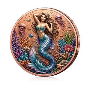 Pièce de collection personnalisée OEM ODM en cuivre fin .999 de 5 oz, ronde, avec relief 3D et impression couleur, représentant des créatures mythiques - Product Image 4