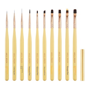 Japanese Yellow Wood Handle Nail Art Pen Set Line Drawing Brushes for UV Gel Custom Logo Manicure - Product Image 5