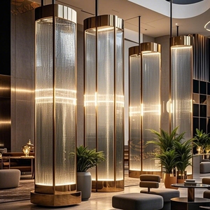 Pantalla de vidrio térmico de Arte de acero inoxidable pared de fondo de ondulación de agua acrílica curvada <span class=keywords><strong>para</strong></span> partición de decoración de Villa de Hotel - Product Image 2